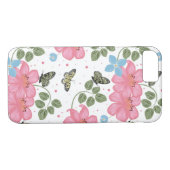 Hübsche rosa und blaue Blumen Case-Mate iPhone Hülle (Rückseite (Horizontal))