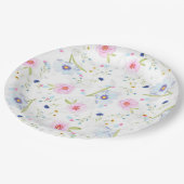 Hübsche rosa und blaue Blumenmuster Papier-Teller Pappteller (Schrägansicht)