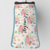 Hübsche rosa und blaue Blumenputter-Abdeckung Golf Headcover (Rotieren 90)