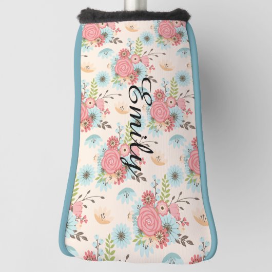 Hübsche rosa und blaue Blumenputter-Abdeckung Golf Headcover (Rotieren 90)