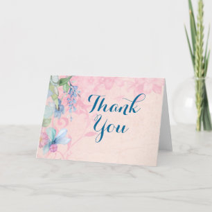 Hübsche rosa und blaue floralen Dankeschön Dankeskarte
