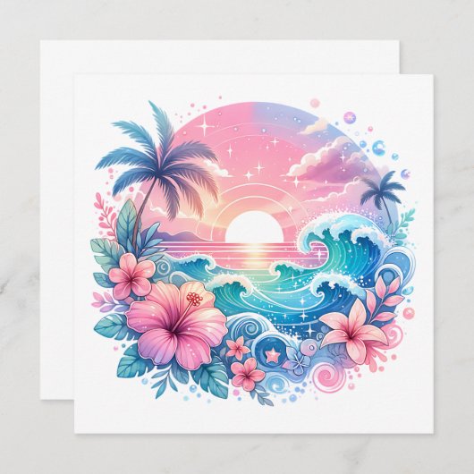 Hübsche rosa und blaue Küstenkunst (Vorne/Hinten)