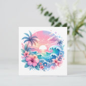 Hübsche rosa und blaue Küstenkunst (Stehend Vorderseite)