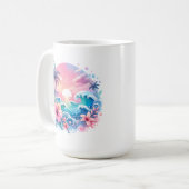 Hübsche rosa und blaue Küstenkunst Personalisiert Kaffeetasse (Vorderseite Links)
