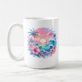 Hübsche rosa und blaue Küstenkunst Personalisiert Kaffeetasse (Links)