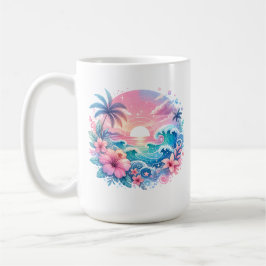 Hübsche rosa und blaue Küstenkunst Personalisiert Kaffeetasse