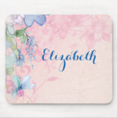 Hübsche rosa und blaue Wildblumen Personalisiert Mousepad (Vorne)