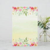 Hübsche Rosa- und Blaufarben-Blume Briefpapier (Stehend Vorderseite)