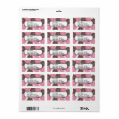 Hübsche Rosa und Braun-Blume Blüten Blumendruck Adressaufkleber (Vorne)