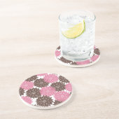 Hübsche Rosa und Braun-Blume Blüten Blumendruck Sandstein Untersetzer (Seite)