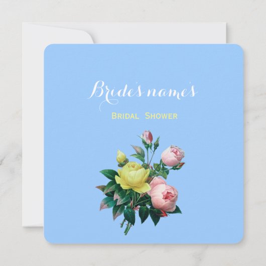 hübsche rosa und gelb-rosa Blume Brautparty Einladung (Rückseite)