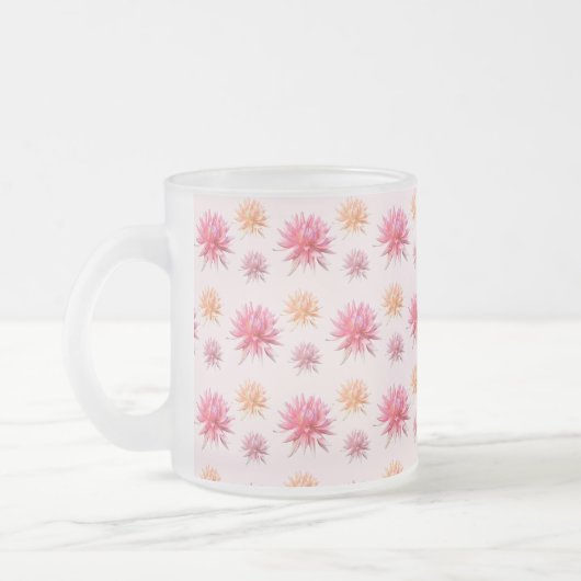 Hübsche Rosa- und Gelbblumen Mattglastasse (Links)