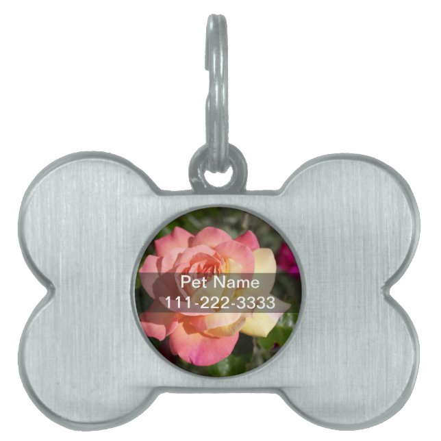 Hübsche rosa und gelbe Blume. floral Tiermarke (Vorderseite)