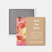 Hübsche rosa und gelbe Blume Save the Date Magnet (Vorderseite/Rückseite)