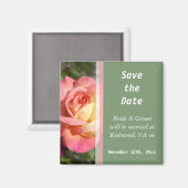 Hübsche rosa und gelbe Blume Save the Date Magnet (Vorderseite/Rückseite)