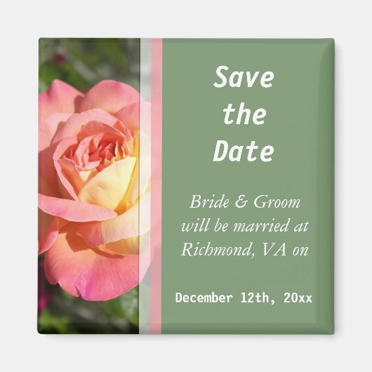 Hübsche rosa und gelbe Blume Save the Date Magnet (Vorne)