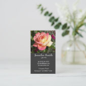 Hübsche rosa und gelbe Blume Visitenkarte (Stehend Vorderseite)