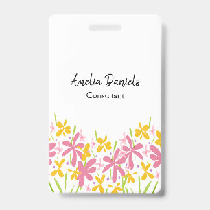 Hübsche rosa und gelbe Blumendesigns Ausweis