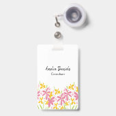 Hübsche Rosa und Gelbe Blüte Ausweis (Front with Retractable)