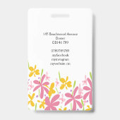 Hübsche Rosa und Gelbe Blüte Ausweis (Back)