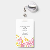 Hübsche Rosa und Gelbe Blüte Ausweis (Back with Retractable)