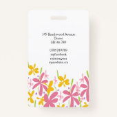 Hübsche Rosa und Gelbe Blüte Ausweis (Rückseite)