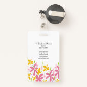 Hübsche Rosa und Gelbe Blüte Ausweis (Rückseite mit Rechteck)