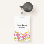 Hübsche Rosa und Gelbe Blüte Ausweis (Vorderseite mit Rechteck)