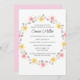 Hübsche, rosa und gelbe Lilly-Blume Brautparty Einladung