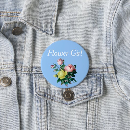 hübsche Rosa und gelbe Rosa Blume Blume Mädchen Button (Beispiel)