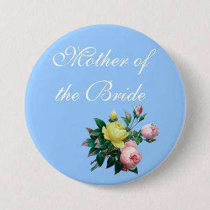 hübsche rosa und gelbe Rosenblumen Hochzeitsknopf Button