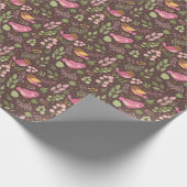 Hübsche Rosa und Gelbe Vögel und Blätter Kinder Geschenkpapier (Ecke)