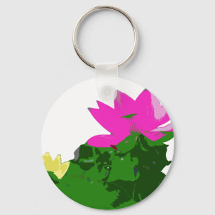 hübsche rosa und gelbe Wasserlilie Schlüsselanhänger