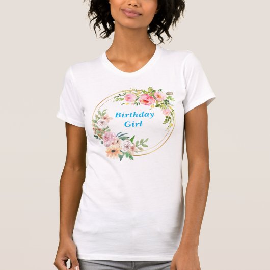 Hübsche Rosa und Gold Blume Kranz T - Shirt (Vorderseite)
