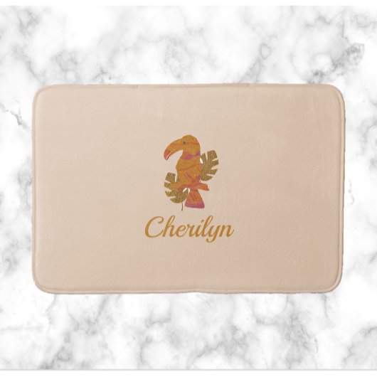 Hübsche Rosa und Gold Glitzer Tropischer Toucan Bi Badematte