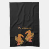 Hübsche Rosa und Gold Glitzer Tropischer Toucan Bi Geschirrtuch (Vertikal)