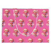 Hübsche Rosa und Gold Heißluftballons Personalisie Große Geschenktüte (Rückseite)