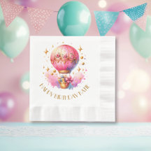 Hübsche Rosa und Gold Heißluftballons Personalisie