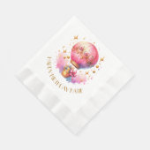 Hübsche Rosa und Gold Heißluftballons Personalisie Serviette (Ecke)
