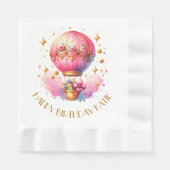 Hübsche Rosa und Gold Heißluftballons Personalisie Serviette (Vorderseite)
