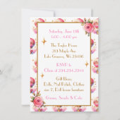 Hübsche Rosa und Gold Heißluftballons zum Geburtst Einladung (Rückseite)