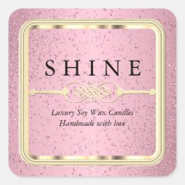 Hübsche Rosa- und Goldmarken Quadratischer Aufkleber