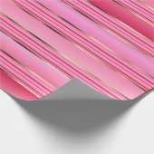 Hübsche Rosa-und Goldstreifen Geschenkpapier (Ecke)