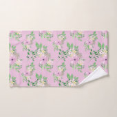 Hübsche Rosa und grüne Blüten Badhandtuch Set (Handtuch)