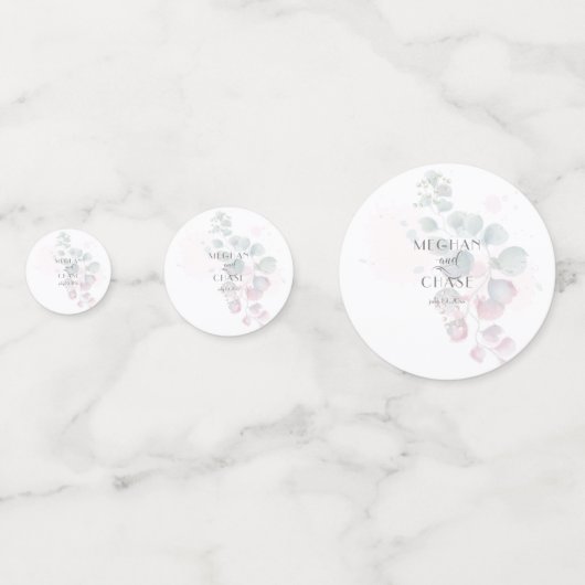 Hübsche Rosa und grüne Eukalyptus Konfetti (Rückseiten)