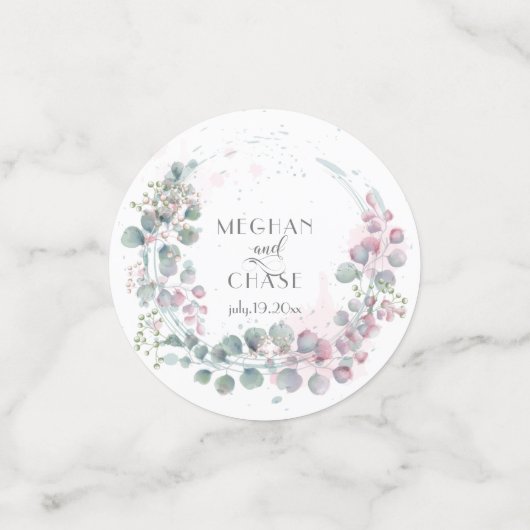 Hübsche Rosa und grüne Eukalyptus Konfetti (Klein Vorderseite)