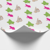 Hübsche rosa und grüne Feiern Geschenkpapier (Ecke)