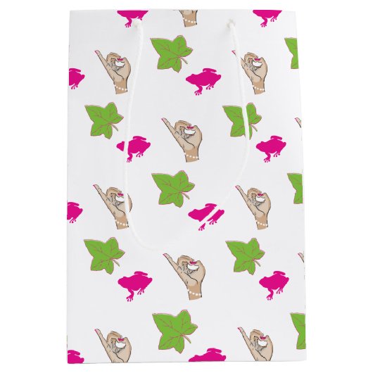 Hübsche, rosa und grüne Feiern Mittlere Geschenktüte (Vorderseite)