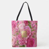 Hübsche rosa und grüne floral Monogramm-Garten Tasche (Vorderseite)