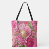 Hübsche rosa und grüne floral Monogramm-Garten Tasche (Rückseite)